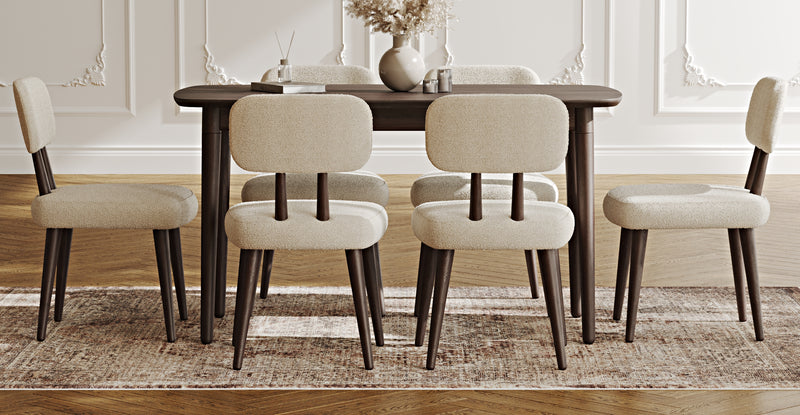 Lyno 77x140 Cm Sabit Yemek Masası Takımı (6 Roa Sandalye) - Bukle