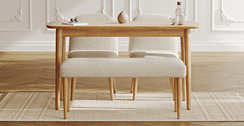 Lyno 77x140 Sabit Yemek Masası Takımı (Roa Bench & 2 Venn Sandalye) - Bukle