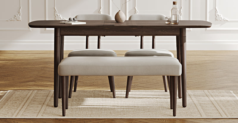 Lyno 77x140 Cm Açılır Yemek Masası Takımı (Roa Bench & 2 Roa Sandalye) - Performans Keten