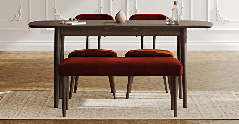 Lyno 77x140 Cm Açılır Yemek Masası Takımı (Roa Bench & 2 Roa Sandalye) - Kadife