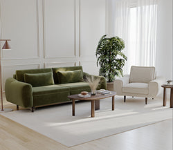 Nyra Yataklı Üçlü ve Klem Tekli Koltuk Takımı - Kadife & Bukle