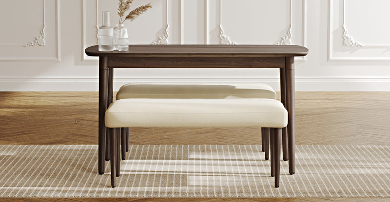 Lyno 77x140 Cm Sabit Yemek Masası Takımı (2 Roa Bench) - Doğal Doku