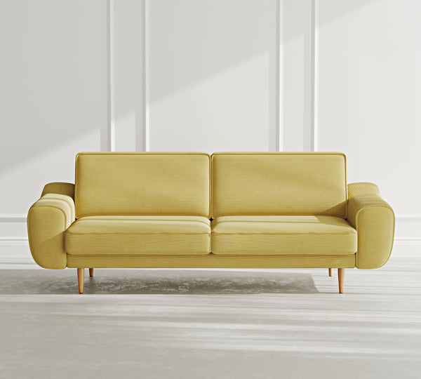 Klem Üçlü Koltuk Ahşap Ayak - Fitilli Kadife