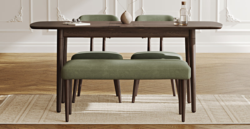Lyno 77x140 Cm Açılır Yemek Masası Takımı (Roa Bench & 2 Roa Sandalye) - Kadife