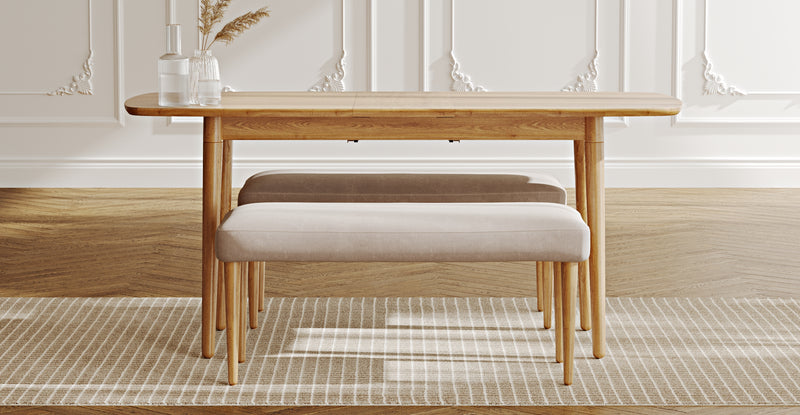 Lyno 77x140 Cm Açılır Yemek Masası Takımı (2 Roa Bench) - Kadife