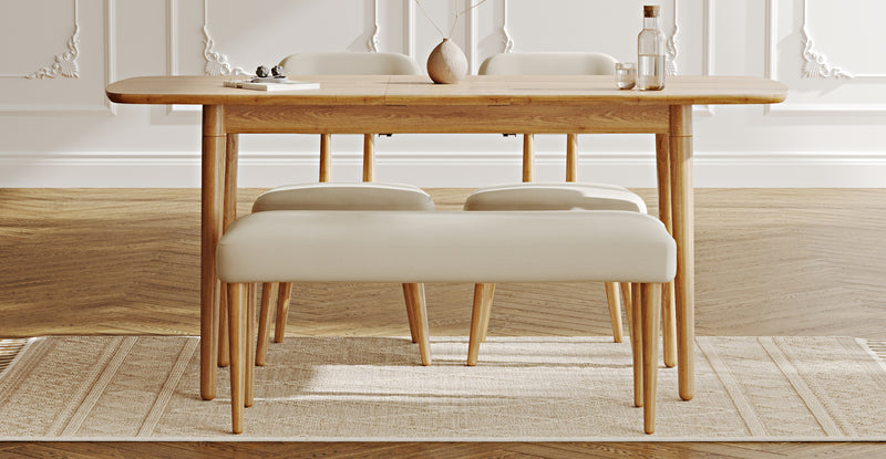 Lyno 77x140 Cm Açılır Yemek Masası Takımı (Roa Bench & 2 Roa Sandalye) - Performans Kadife