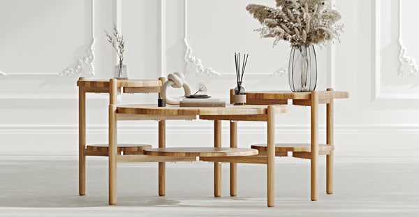 Norac Masif Meşe Üçlü Sehpa Takımı