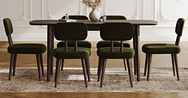 Lyno 77x140 Cm Açılır Yemek Masası Takımı (6 Roa Sandalye) - Kadife