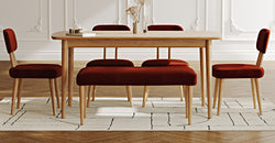 Lyno 97x160 Cm Sabit Yemek Masası Takımı (Bench&4Lü Roa) - Kadife