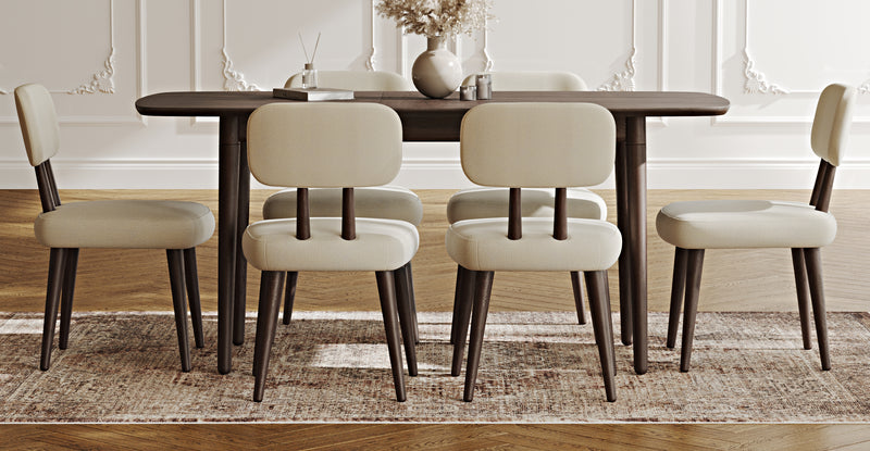 Lyno 77x140 Cm Açılır Yemek Masası Takımı (6 Roa Sandalye) - Doğal Doku