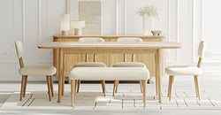 Lyno & Roa | 97x160 Açılır Masa ve Konsollu Yemek Odası Takımı – Midi (6 Kişilik) - Doğal Doku