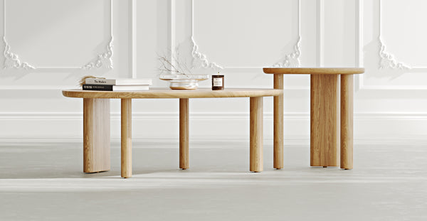 Mandel Masif Meşe İkili Orta Sehpa Takımı Large