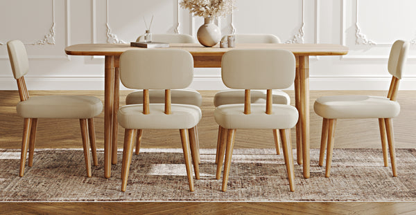 Lyno 77x140 Cm Açılır Yemek Masası Takımı (6 Roa Sandalye) - Performans Kadife