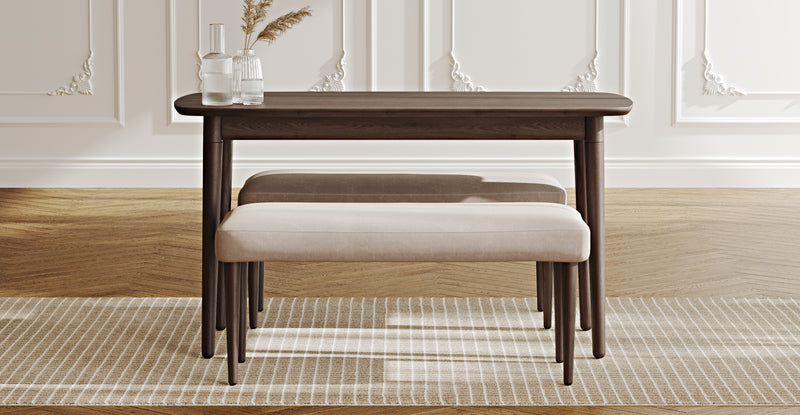 Lyno 77x140 Cm Sabit Yemek Masası Takımı (2 Roa Bench) - Kadife