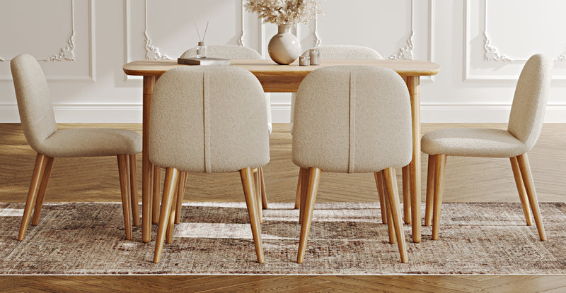 Lyno 77x140 Sabit Yemek Masası Takımı (6 Venn Sandalye) - Bukle