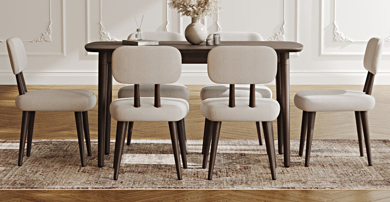 Lyno 77x140 Cm Sabit Yemek Masası Takımı (6 Roa Sandalye) - Keten