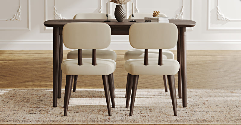 Lyno 77x140 Cm Sabit Yemek Masası Takımı (4 Roa Sandalye) - Performans Kadife