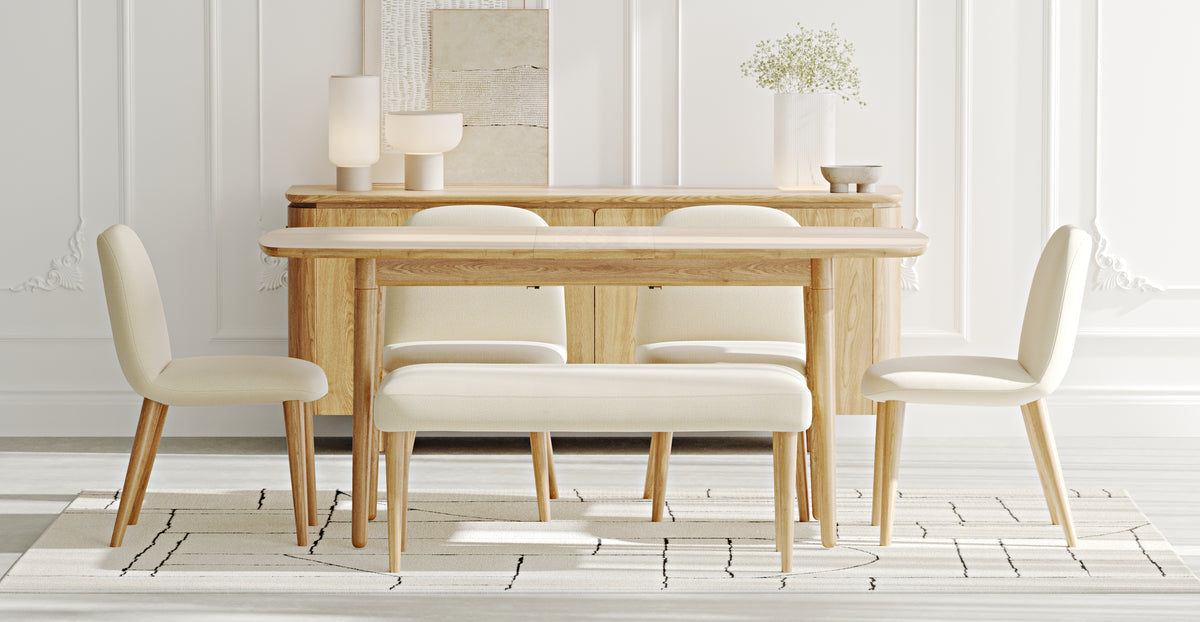 Lyno & Venn | 97x160 Açılır Masa ve Konsollu Yemek Odası Takımı – Midi (6 Kişilik) - Doğal Doku