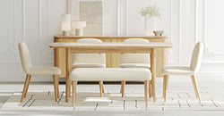 Lyno & Venn | 97x160 Açılır Masa ve Konsollu Yemek Odası Takımı – Midi (6 Kişilik) - Doğal Doku