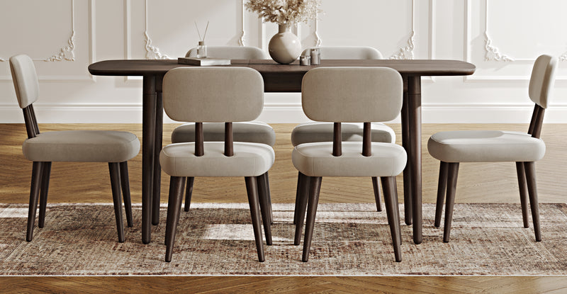 Lyno 77x140 Cm Açılır Yemek Masası Takımı (6 Roa Sandalye) - Performans Keten
