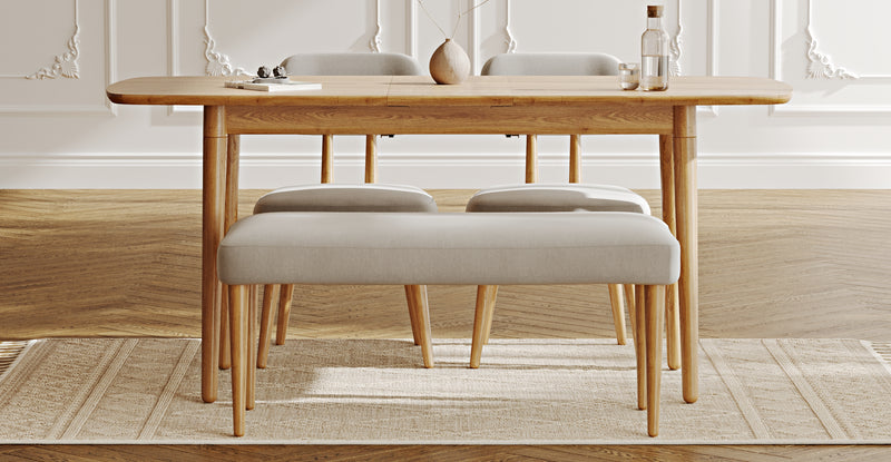 Lyno 77x140 Cm Açılır Yemek Masası Takımı (Roa Bench & 2 Roa Sandalye) - Performans Keten