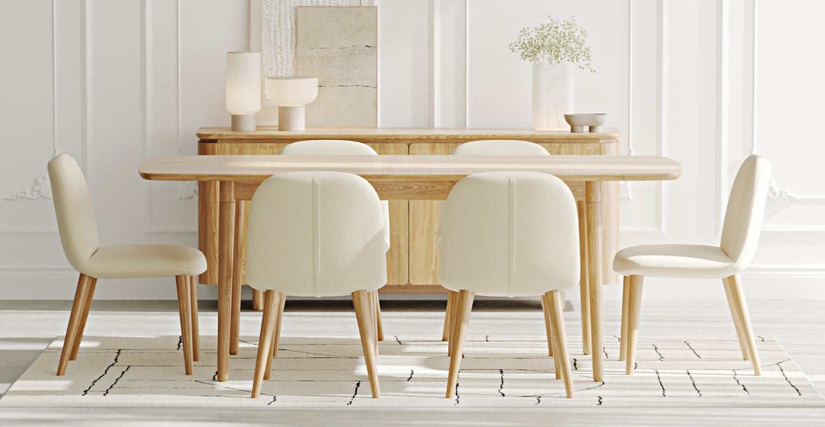 Lyno & Venn | 97x160 Açılır Masa ve Konsollu Yemek Odası Takımı – Maxi (6 Kişilik) - Doğal Doku