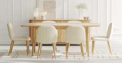 Lyno & Venn | 97x160 Açılır Masa ve Konsollu Yemek Odası Takımı – Maxi (6 Kişilik) - Doğal Doku