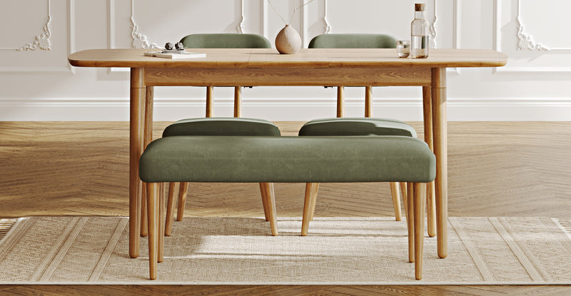 Lyno 77x140 Cm Açılır Yemek Masası Takımı (Roa Bench & 2 Roa Sandalye) - Kadife