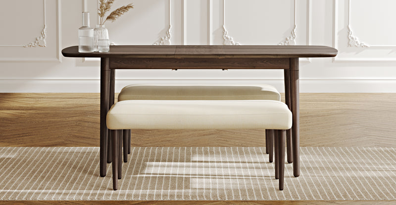 Lyno 77x140 Cm Açılır Yemek Masası Takımı (2 Roa Bench) - Doğal Doku
