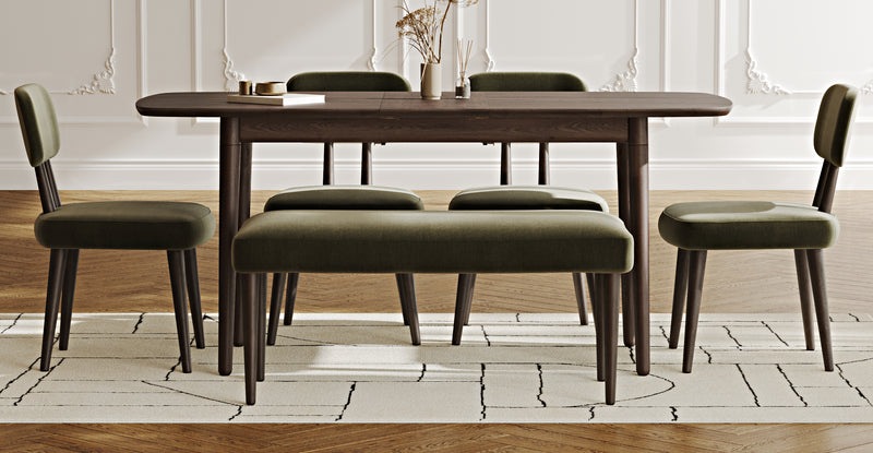 Lyno 77x140 Cm Açılır Yemek Masası Takımı (Roa Bench & 4 Roa Sandalye) - Performans Keten