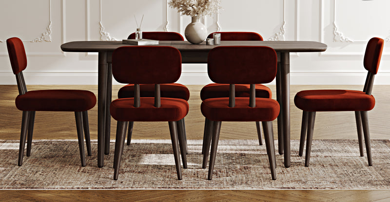 Lyno 77x140 Cm Açılır Yemek Masası Takımı (6 Roa Sandalye) - Kadife