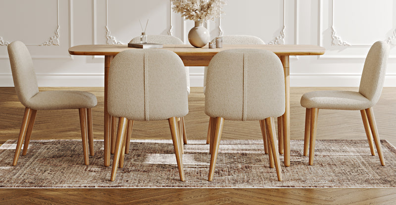 Lyno 77x140 Açılır Yemek Masası Takımı (6 Venn Sandalye) - Bukle