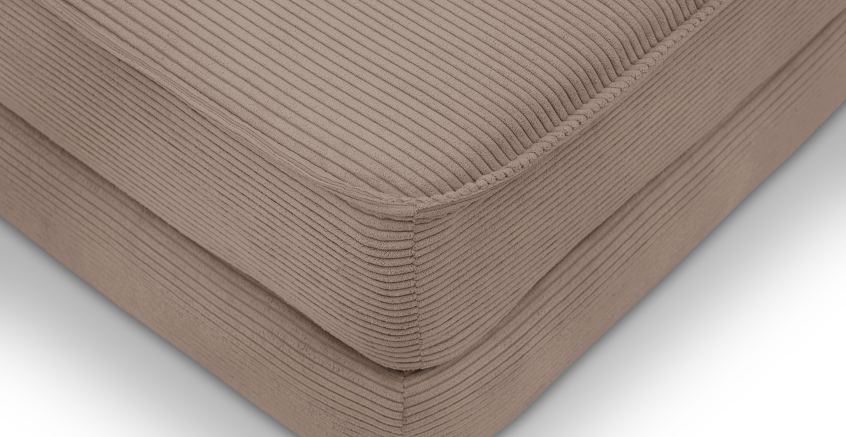 Klem Köşe & Puf ve Fildişi Berjer Koltuk Takımı - Fitilli Kadife & Doğal Doku