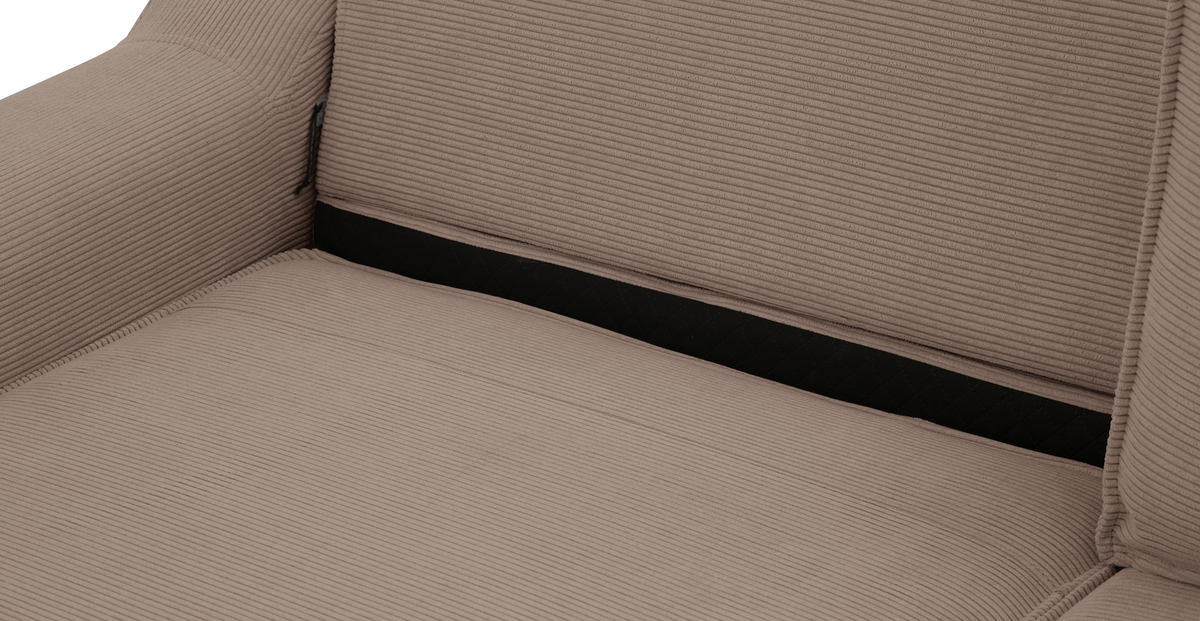 Klem Köşe & Puf ve Fildişi Berjer Koltuk Takımı - Fitilli Kadife & Doğal Doku