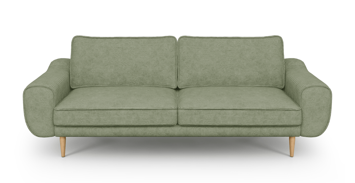 Klem Fildişi Sisli Yeşil 3-3-1 Koltuk Takımı - Doğal Doku & Fitilli Kadife