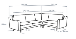 Klem Slim Kemik Köşe ve Puf Small Koltuk Takımı - Fitilli Kadife