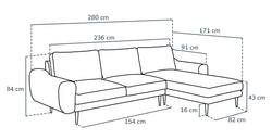 Klem Bej 280 x 171 Köşe ve Levy Yosun Berjer Koltuk Takımı - Performans Kadife
