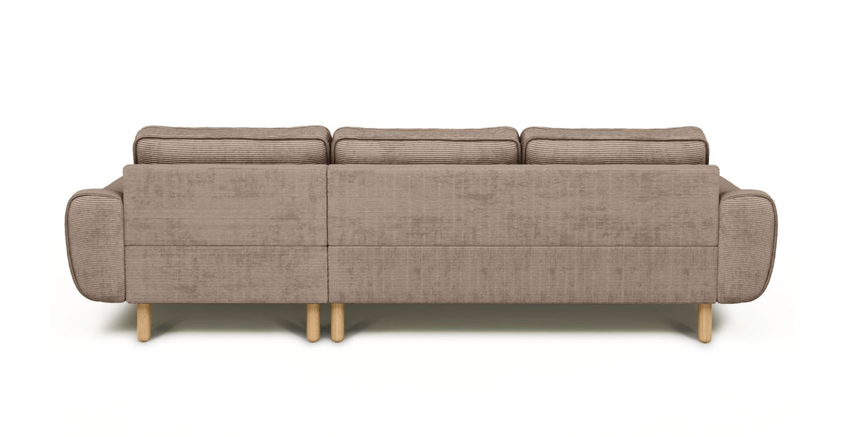 Klem Köşe & Puf ve Fildişi Berjer Koltuk Takımı - Fitilli Kadife & Doğal Doku