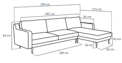 Klem Slim Kum 292 x 171 Köşe ve Modsy Bej Berjer Koltuk Takımı - Performans Kadife