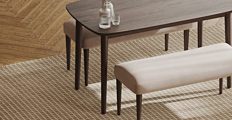 Lyno 77x140 Cm Sabit Yemek Masası Takımı (2 Roa Bench) - Kadife