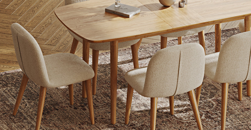 Lyno 77x140 Açılır Yemek Masası Takımı (6 Venn Sandalye) - Bukle
