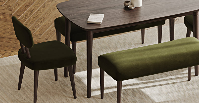 Lyno 77x140 Cm Sabit Yemek Masası Takımı (2 Roa Bench & 2 Roa Sandalye) - Kadife
