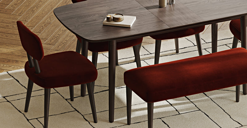 Lyno 77x140 Cm Açılır Yemek Masası Takımı (Roa Bench & 4 Roa Sandalye) - Kadife