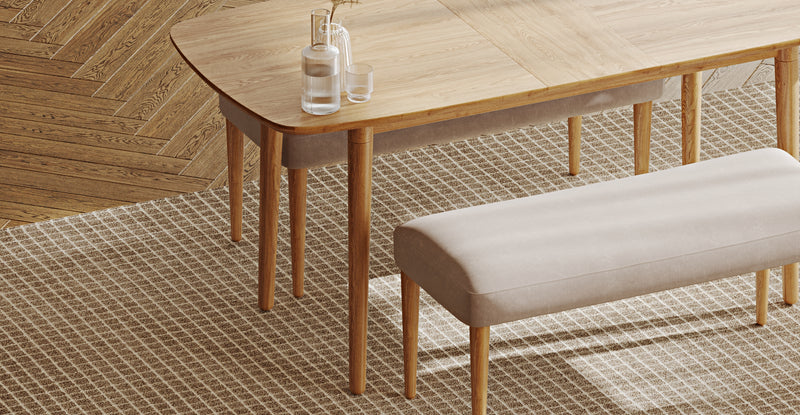 Lyno 77x140 Cm Açılır Yemek Masası Takımı (2 Roa Bench) - Kadife