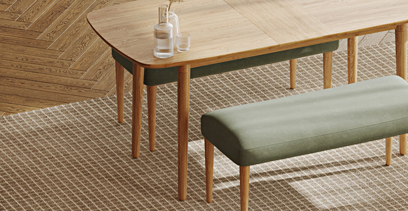Lyno 77x140 Cm Açılır Yemek Masası Takımı (2 Roa Bench) - Kadife