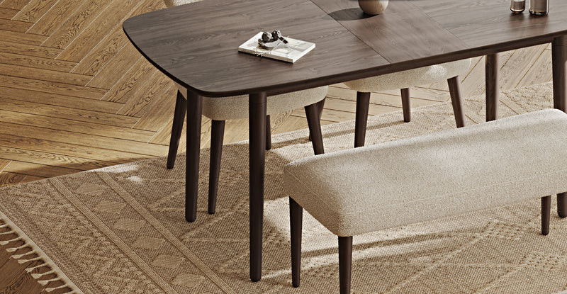 Lyno 77x140 Cm Açılır Yemek Masası Takımı (Roa Bench & 2 Roa Sandalye) - Bukle
