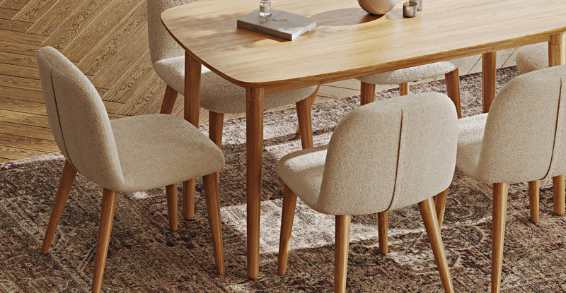 Lyno 77x140 Sabit Yemek Masası Takımı (6 Venn Sandalye) - Bukle