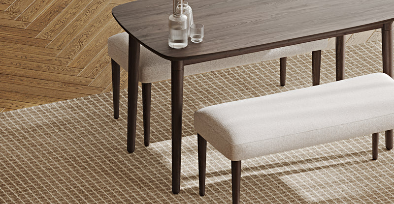 Lyno 77x140 Cm Sabit Yemek Masası Takımı (2 Roa Bench) - Keten