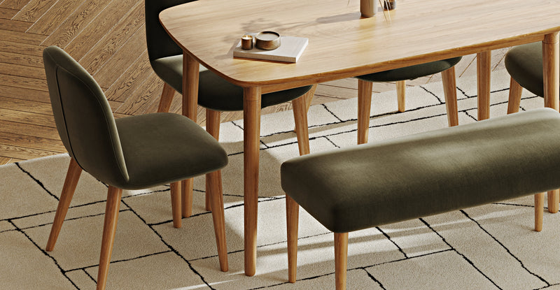 Lyno 77x140 Sabit Yemek Masası Takımı (Roa Bench & 4 Venn Sandalye) - Performans Keten