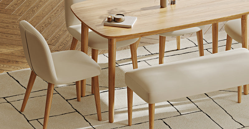 Lyno 77x140 Sabit Yemek Masası Takımı (Roa Bench & 4 Venn Sandalye) - Performans Kadife